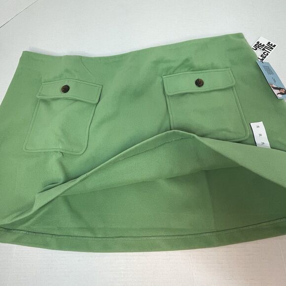 Future Collective Women Plus Size Retro Green Double Pocket Felt Mini Skirt NEW! - Picture 7 of 14
